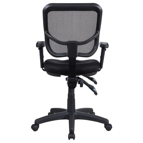 English Elm Black Bonded Leather Swivel Office Chair with Mesh Back, Adjustable Height Tilt & Armrests for Comfort B062P153787