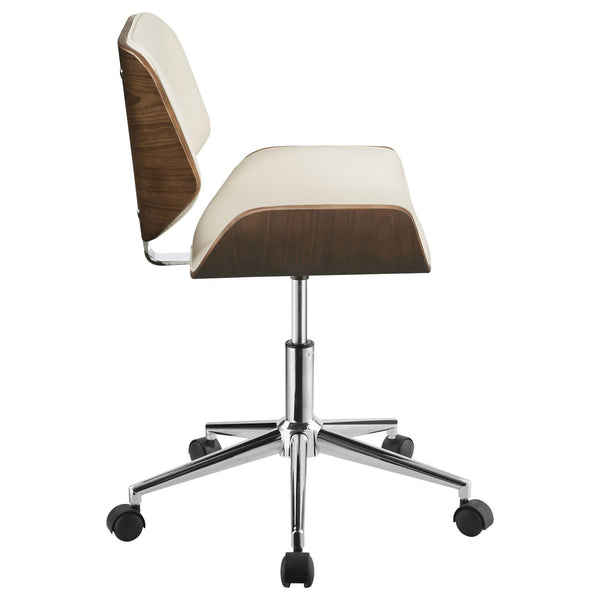 English Elm Ecru Modern Swivel Office Chair with Walnut & Chrome Finish, Leatherette Seat, Adjustable Height and Foam Comfort B062P153784