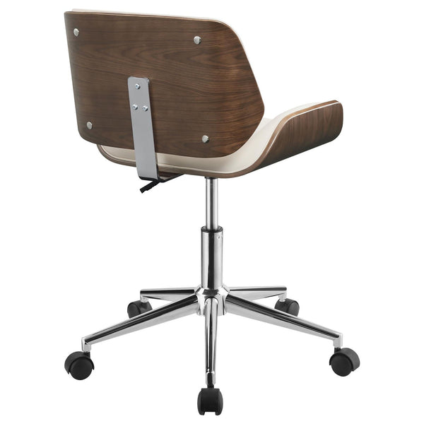 English Elm Ecru Modern Swivel Office Chair with Walnut & Chrome Finish, Leatherette Seat, Adjustable Height and Foam Comfort B062P153784