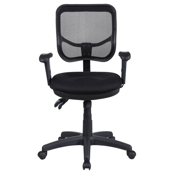 English Elm Black Bonded Leather Swivel Office Chair with Mesh Back, Adjustable Height Tilt & Armrests for Comfort B062P153787