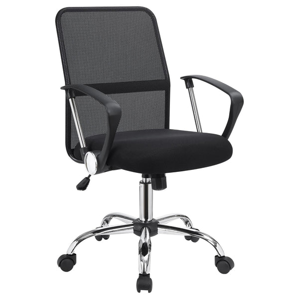 English Elm Black Mesh Swivel Office Chair with Chrome Arms and Casters — Ergonomic Height, Tilt Lock, Sleek Support B062P153790