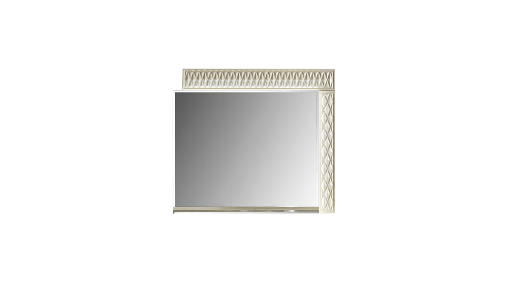 English Elm Delfano Modern Rectangular Mirror with Gold-Cream Wood Frame, LED Lighting, Durable Solid & Engineered Wood Finish B009P155273