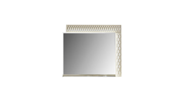 English Elm Delfano Modern Rectangular Mirror with Gold-Cream Wood Frame, LED Lighting, Durable Solid & Engineered Wood Finish B009P155273