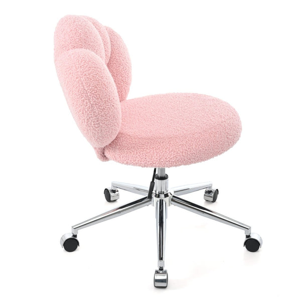 English Elm 360°swivel Teddy Fabric Home Office Chair with Ergonomic Arc Back and Adjustable Seat Pink W680P143449