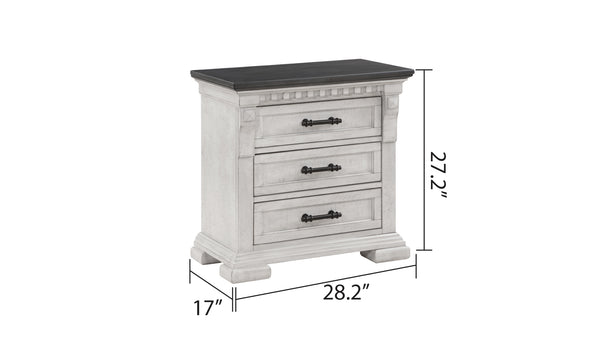 English Elm Transitional Faith 3-Drawer Nightstand in Antique White — Solid Wood, Compact Traditional Design, Smart Storage B009P155296