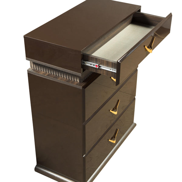 English Elm Modern 5-Drawer Chest With Integrated Led Lighting In Warm Brown – Stylish & Functional Storage Solution B009P155283