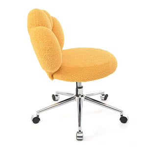 English Elm 360°swivel Teddy Fabric Home Office Chair with Ergonomic Arc Back and Adjustable Seat Yellow W680P143491