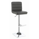 Contemporary Grey Leatherette Bar Stools Set, Adjustable Height, Cushioned Backrest (Set of 2)