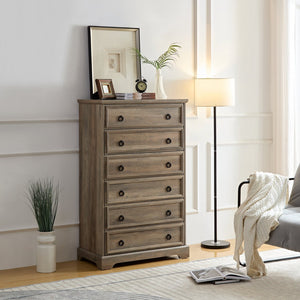 English Elm Modern 6-Drawer Dresser – Stylish Storage Solution For Bedroom & Hallway With Smooth-Glide Drawers W2275P149120