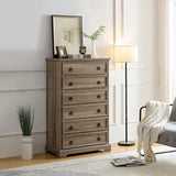 6-Drawer Dresser, Textured Borders, Smooth Glide, Anti-Topple - 29.53