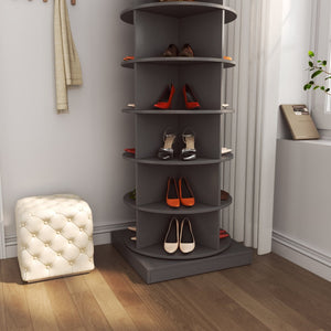 English Elm Grey Rotating Shoe Cabinet Six Tier Entryway Organizer Holds 24 Pairs Modern W1320140918
