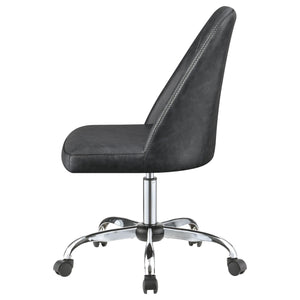 English Elm Grey Leatherette Office Chair with Diamond Stitching, Adjustable Height, Chrome Base & Casters for Ergonomic Comfort B062P153789