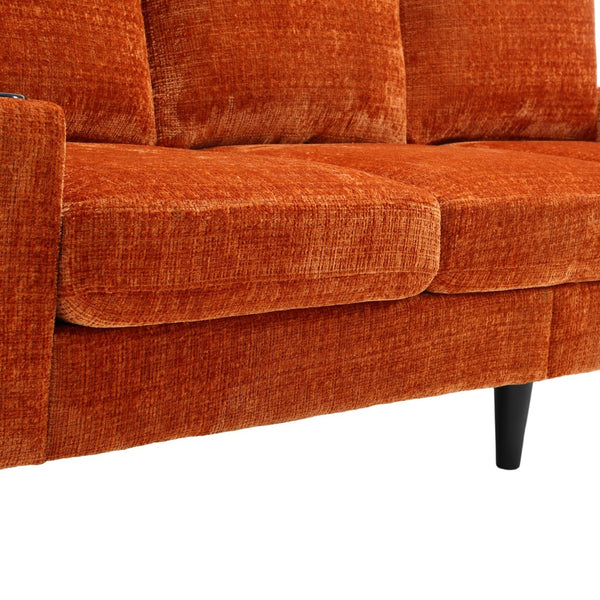 English Elm United We Win Chenille Three Seat Sectional Sofa with Storage Ottoman and Cup Holders Orange W1568142740