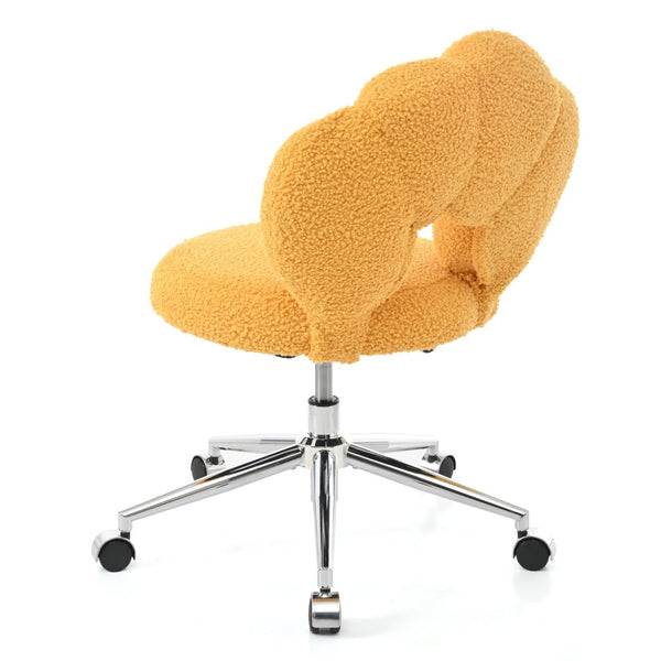 English Elm 360°swivel Teddy Fabric Home Office Chair with Ergonomic Arc Back and Adjustable Seat Yellow W680P143491