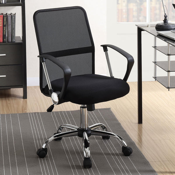 English Elm Black Mesh Swivel Office Chair with Chrome Arms and Casters — Ergonomic Height, Tilt Lock, Sleek Support B062P153790