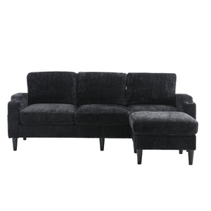 English Elm United We Win Chenille Sectional Sofa with Storage Ottoman and Dual Cup Holders W1568142742