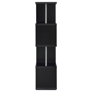 English Elm Black Sinuous 4-Tier Bookcase in White & Chrome Finish — Sculptural Stacked Shelves for Artful Display B062P153775