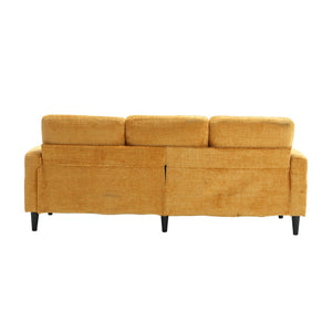 English Elm United We Win Chenille Three Seat Sectional Sofa with Storage Ottoman and Cup Holders Yellow W1568142737