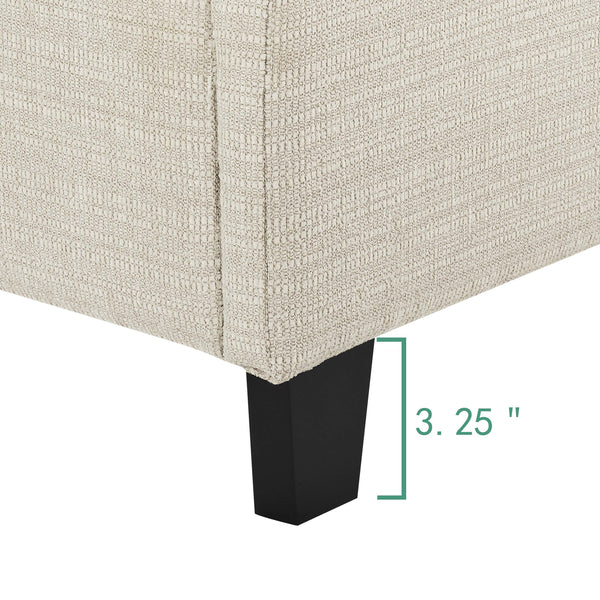 English Elm Bridgevine Bridger King Tufted Beige Upholstered Platform Bed – Modern Panel Design, Durable 100% Polyester, Easy Assembly (Box Spring Required) B108P391229