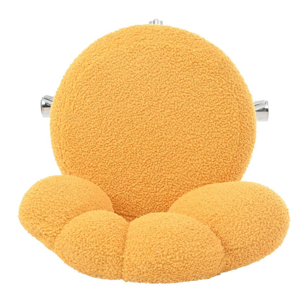 English Elm 360°swivel Teddy Fabric Home Office Chair with Ergonomic Arc Back and Adjustable Seat Yellow W680P143491