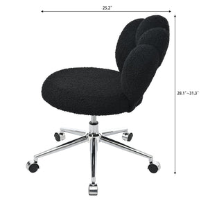 English Elm 360°swivel Teddy Fabric Home Office Chair with Ergonomic Arc Back and Adjustable Seat Black W680P143502
