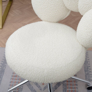 English Elm 360°swivel Teddy Fabric Home Office Chair with Ergonomic Arc Back and Adjustable Seat White W680P143486