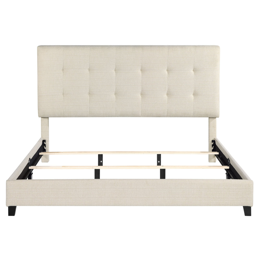 English Elm Bridgevine Bridger King Tufted Beige Upholstered Platform Bed – Modern Panel Design, Durable 100% Polyester, Easy Assembly (Box Spring Required) B108P391229