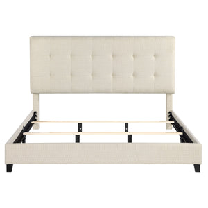 English Elm Bridgevine Bridger King Tufted Beige Upholstered Platform Bed – Modern Panel Design, Durable 100% Polyester, Easy Assembly (Box Spring Required) B108P391229