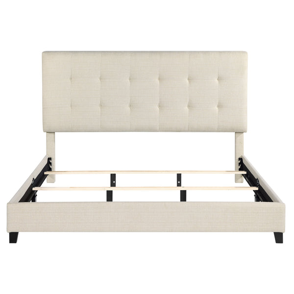 English Elm Bridgevine Bridger King Tufted Beige Upholstered Platform Bed – Modern Panel Design, Durable 100% Polyester, Easy Assembly (Box Spring Required) B108P391229