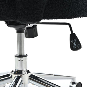 English Elm 360°swivel Teddy Fabric Home Office Chair with Ergonomic Arc Back and Adjustable Seat Black W680P143502