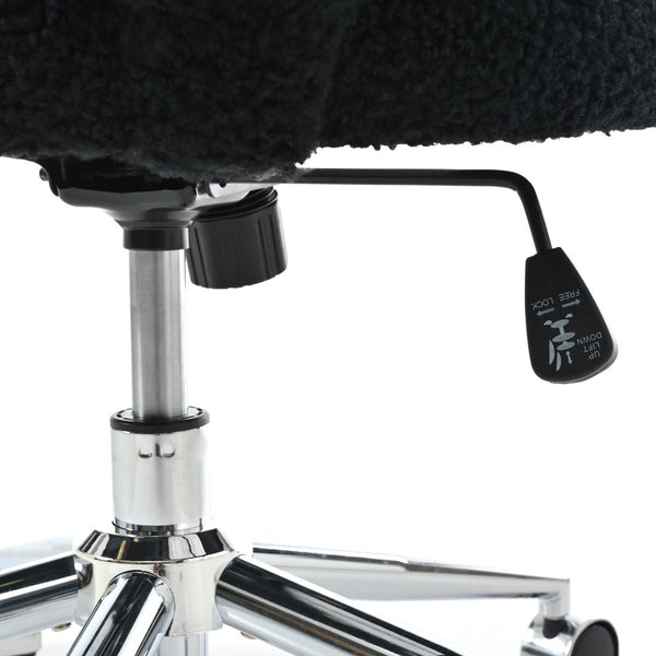 English Elm 360°swivel Teddy Fabric Home Office Chair with Ergonomic Arc Back and Adjustable Seat Black W680P143502