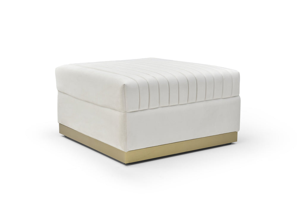 English Elm Contemporary Velvet Channel Tufted Oversized Ottoman — Modern Upholstered Footrest for Living Space Beige W1117P147305