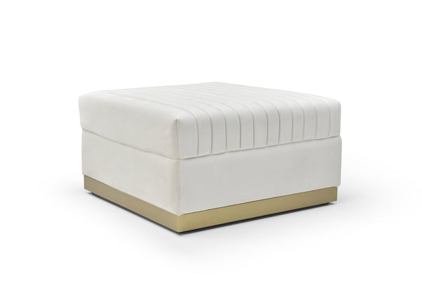 English Elm Contemporary Velvet Channel Tufted Oversized Ottoman — Modern Upholstered Footrest for Living Space Beige W1117P147305