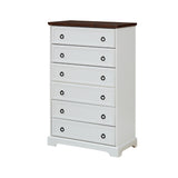 English Elm Modern 6 Drawer Dresser, Dressers For Bedroom, Tall Chest Of Drawers Closet Organizers & Storage Clothes - Easy Pull Handle, Textured Borders Living Room, Hallway,L 29.53''*W15.75''*H48.03''White