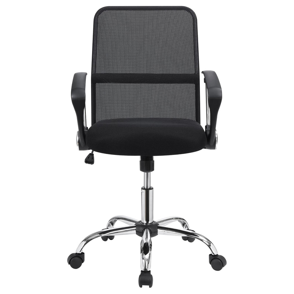 English Elm Black Mesh Swivel Office Chair with Chrome Arms and Casters — Ergonomic Height, Tilt Lock, Sleek Support B062P153790