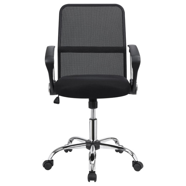 English Elm Black Mesh Swivel Office Chair with Chrome Arms and Casters — Ergonomic Height, Tilt Lock, Sleek Support B062P153790
