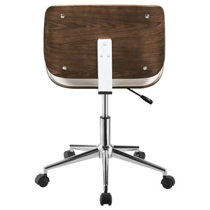 English Elm Ecru Modern Swivel Office Chair with Walnut & Chrome Finish, Leatherette Seat, Adjustable Height and Foam Comfort B062P153784