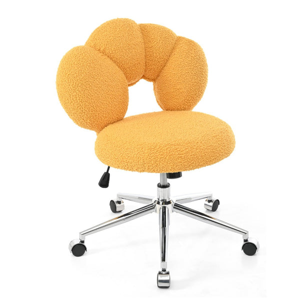 English Elm 360°swivel Teddy Fabric Home Office Chair with Ergonomic Arc Back and Adjustable Seat Yellow W680P143491