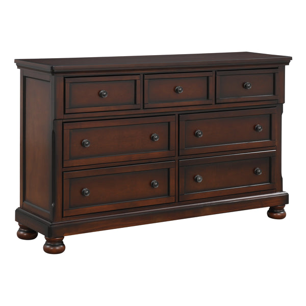 English Elm Classic Cumberland 7-Drawer Dresser in Brown Cherry Birch Veneer with Hidden Drawer & Bun Feet, 65" B011P155250