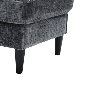 English Elm United We Win Chenille Three Seat Sectional Sofa with Storage Ottoman and Cup Holders Grey W1568142738
