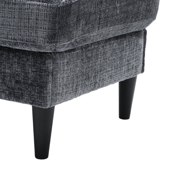 English Elm United We Win Chenille Three Seat Sectional Sofa with Storage Ottoman and Cup Holders Grey W1568142738