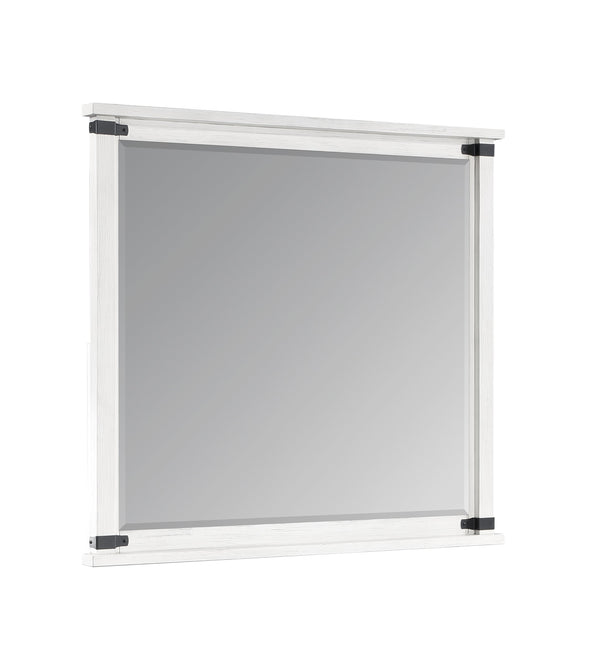 English Elm Loretta Modern Rectangular Wood Mirror in Antique White — Clean Lines, Clear Reflection for Dressing Areas B009P155305