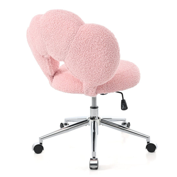 English Elm 360°swivel Teddy Fabric Home Office Chair with Ergonomic Arc Back and Adjustable Seat Pink W680P143449