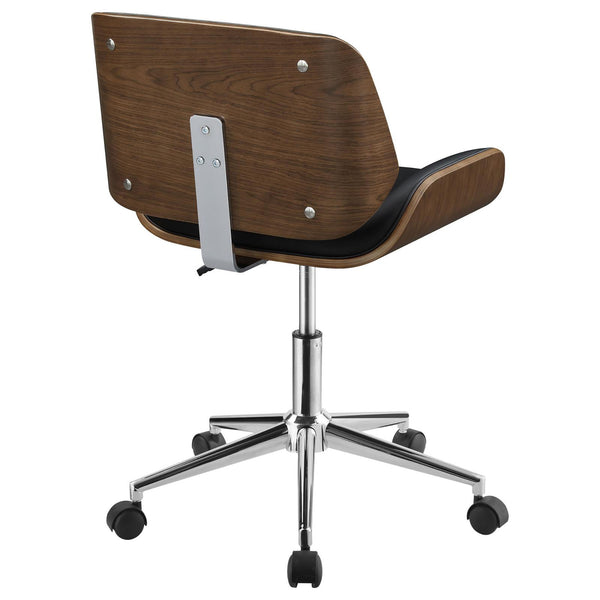 English Elm Black Walnut Swivel Office Chair with Chrome Base, Leatherette Upholstery, Adjustable Height Comfort Stylish Home Seating B062P153788