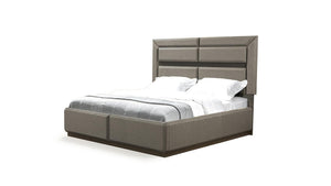 English Elm Modern Dunhill Queen Bed with LED Headboard, Solid & Engineered Wood Platform, Integrated Lighting B009S01308