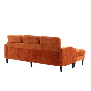 English Elm United We Win Chenille Three Seat Sectional Sofa with Storage Ottoman and Cup Holders Orange W1568142740