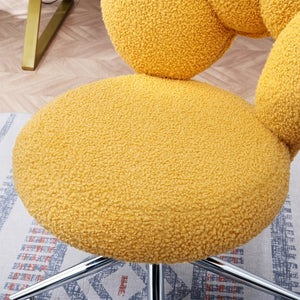 English Elm 360°swivel Teddy Fabric Home Office Chair with Ergonomic Arc Back and Adjustable Seat Yellow W680P143491