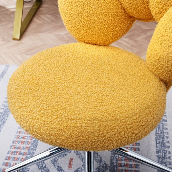 English Elm 360°swivel Teddy Fabric Home Office Chair with Ergonomic Arc Back and Adjustable Seat Yellow W680P143491