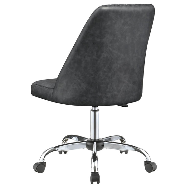 English Elm Grey Leatherette Office Chair with Diamond Stitching, Adjustable Height, Chrome Base & Casters for Ergonomic Comfort B062P153789