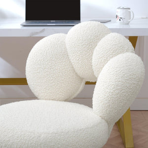 English Elm 360°swivel Teddy Fabric Home Office Chair with Ergonomic Arc Back and Adjustable Seat White W680P143486